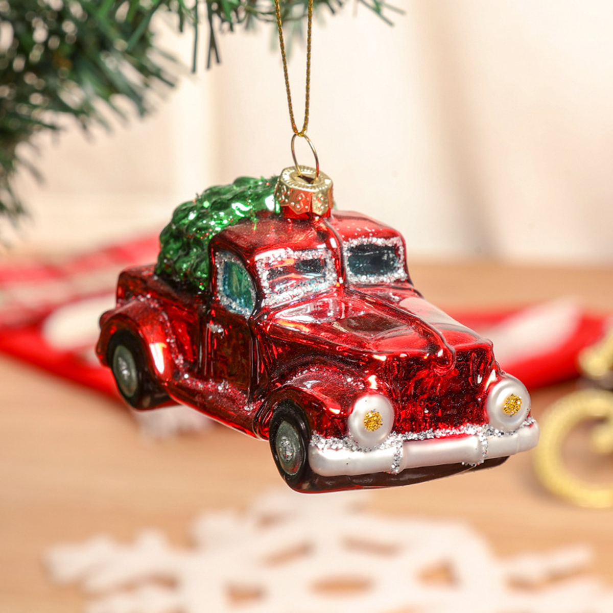 Car Accessories Xmas - Hand-blown Glass Christmas Truck Decorations, Christmas